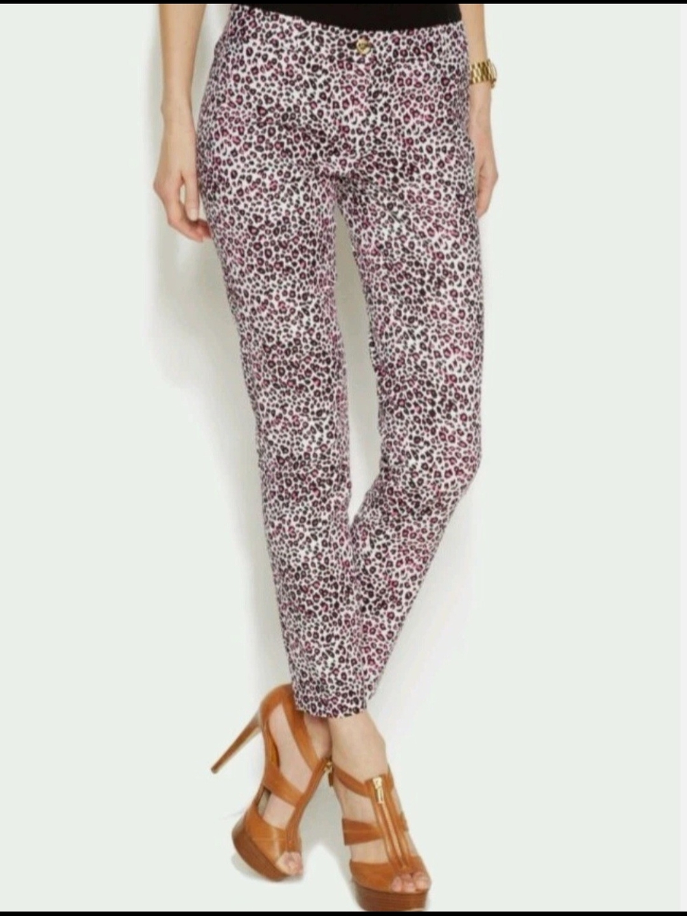 Michael Kors SIZE 8, Pink Leopard Print Slim Ankle Pants